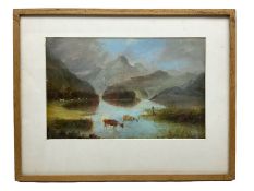 B D Hepworth (British 29th century): Cows Watering in Highland Loch