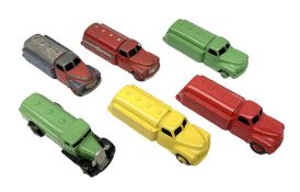 Dinky - six unboxed and playworn/repainted early die-cast tankers