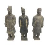 Three Chinese terracotta warrior style figures