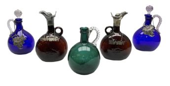 Pair of Victorian brown glass spirit decanters