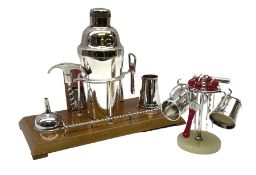 Mid 20th century Art Deco style silver plated cocktail set comprising shaker and cover
