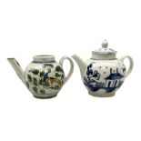 Two 18th century miniature or toy pearlware teapots