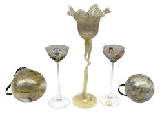 Two early 20th century Theresienthal enamelled liqueur glasses