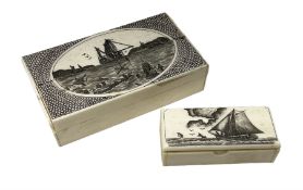 Two carved bone boxes