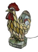 Tiffany style stained glass table lamp in the form of a cockerel