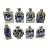 Eight Chinese blue and white snuff bottles