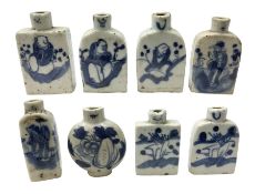 Eight Chinese blue and white snuff bottles