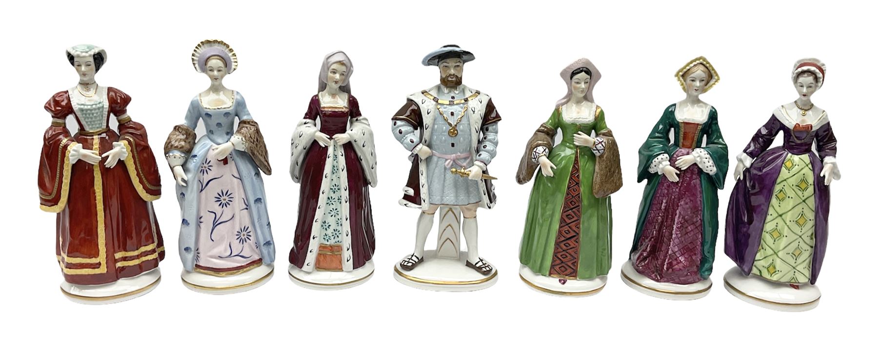 Set of seven 20th century Sitzendorf figures
