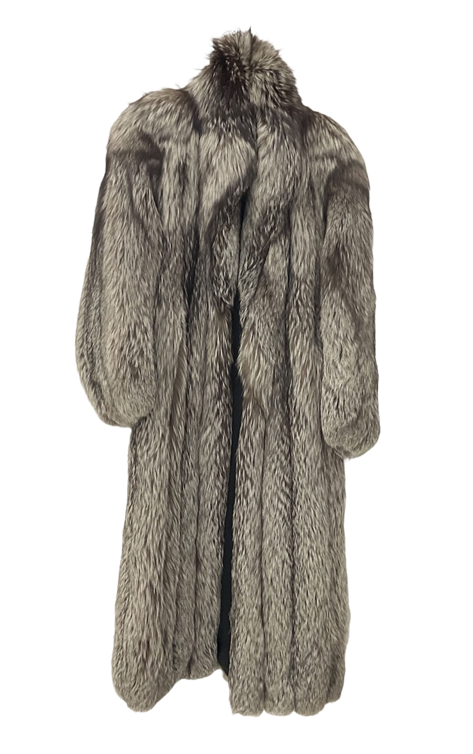 Grosvenor Canada for Harrods vintage full length silver fox fur coat