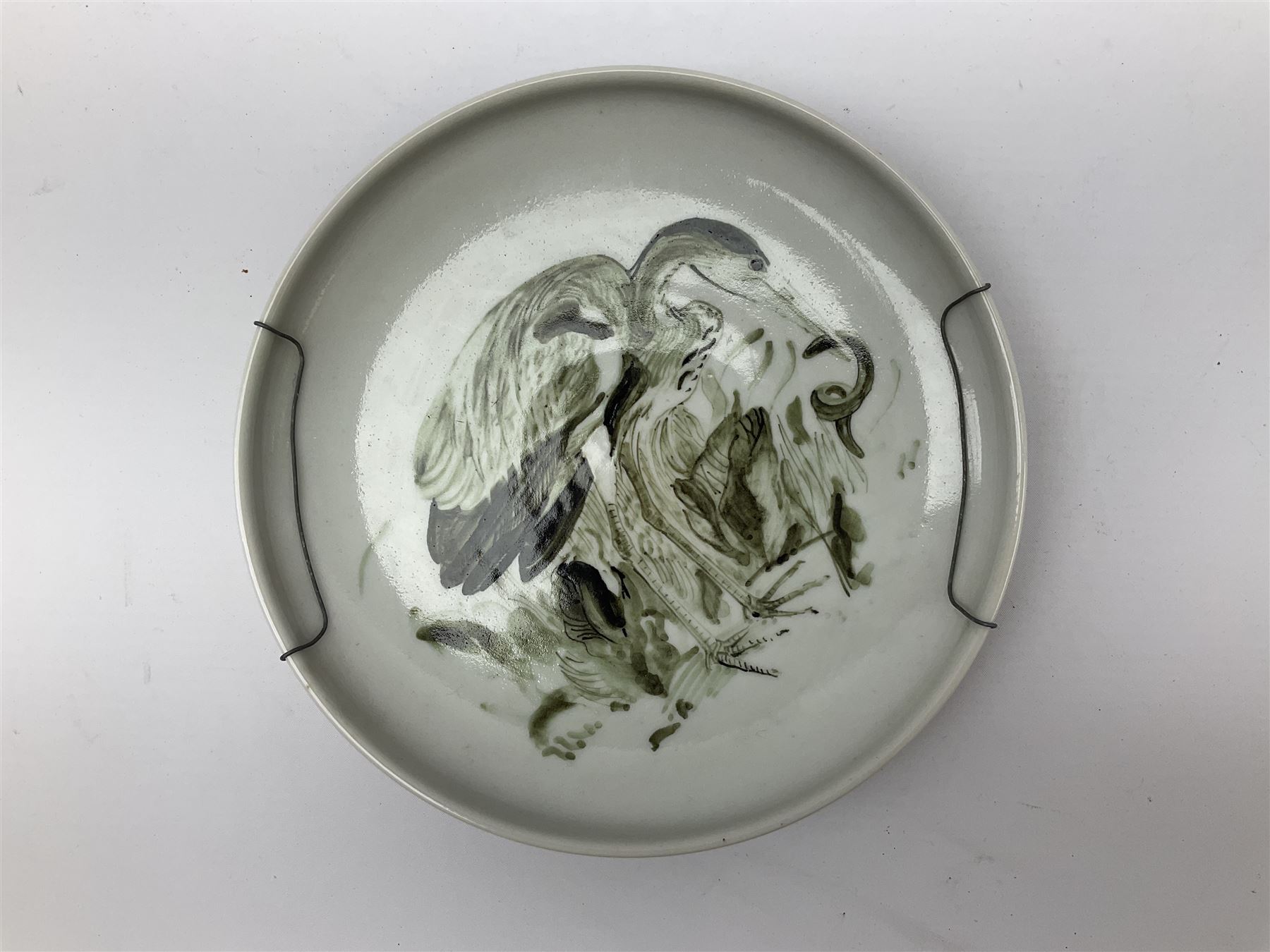 Copenhagen stoneware bowl centrally painted with a Heron amidst grasses - Image 5 of 5