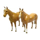 Two Beswick Palomino horse figures