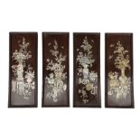 Set of four Oriental mother of pearl inlaid panels