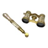 Pair of Victorian mother of pearl and gilt brass opera glasses