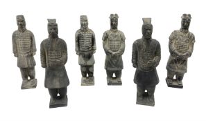 Six Chinese terracotta warrior style figures