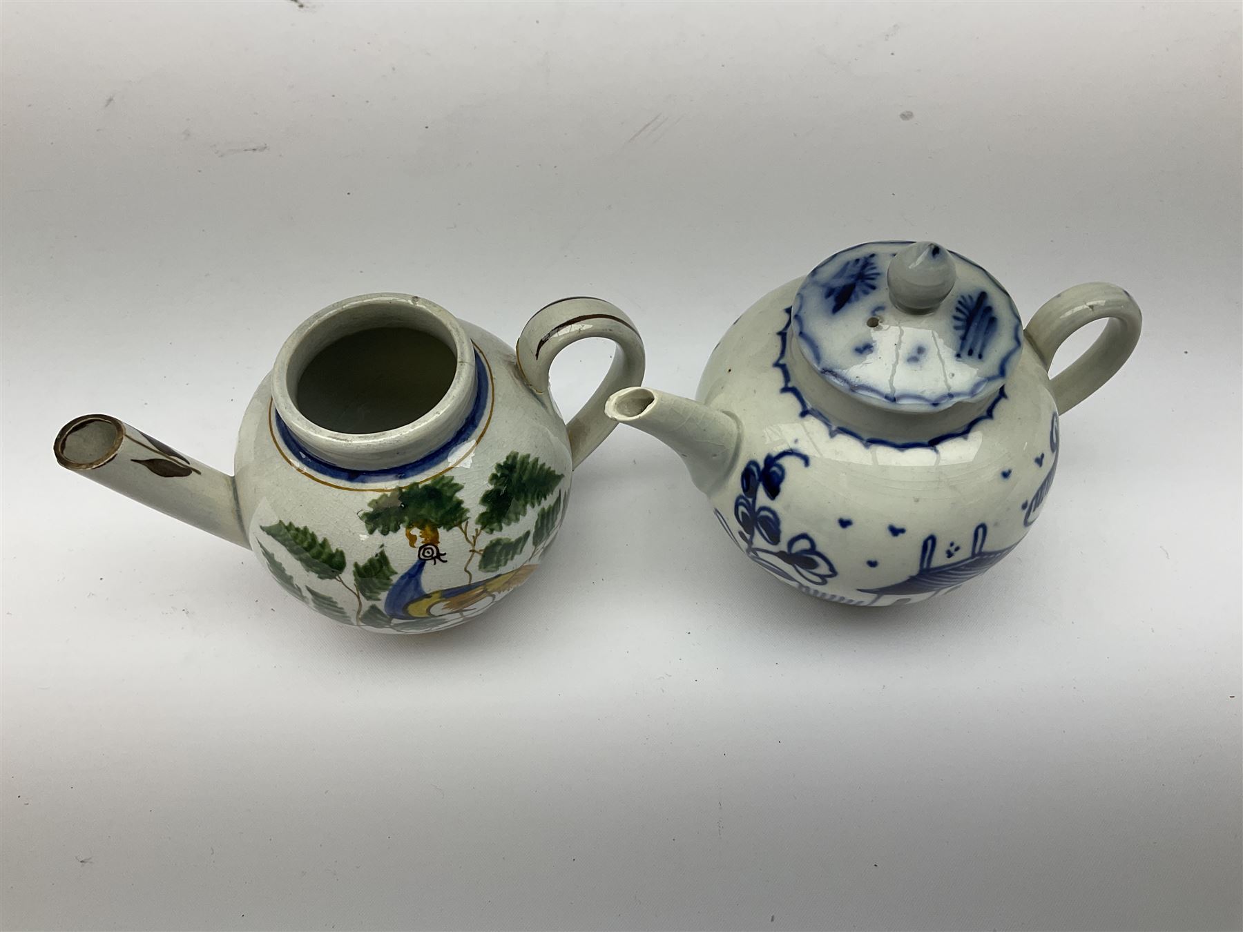 Two 18th century miniature or toy pearlware teapots - Image 2 of 8