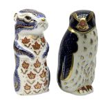 Two Royal Crown Derby paperweights comprising Rockhopper Penguin designed by John Ablitt