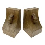 Mouseman - pair of adzed Yorkshire oak bookends