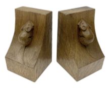 Mouseman - pair of adzed Yorkshire oak bookends