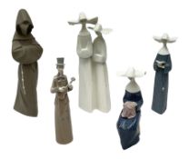 Three Lladro figures of nuns comprising Prayerful Moment no. 5500