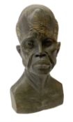 African carved hardstone bust of a man