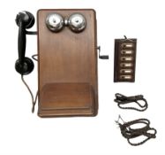 Mahogany cased wall telephone
