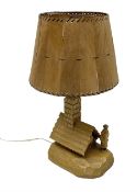 Mid 20th century Paul Caron carved table lamp