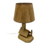 Mid 20th century Paul Caron carved table lamp