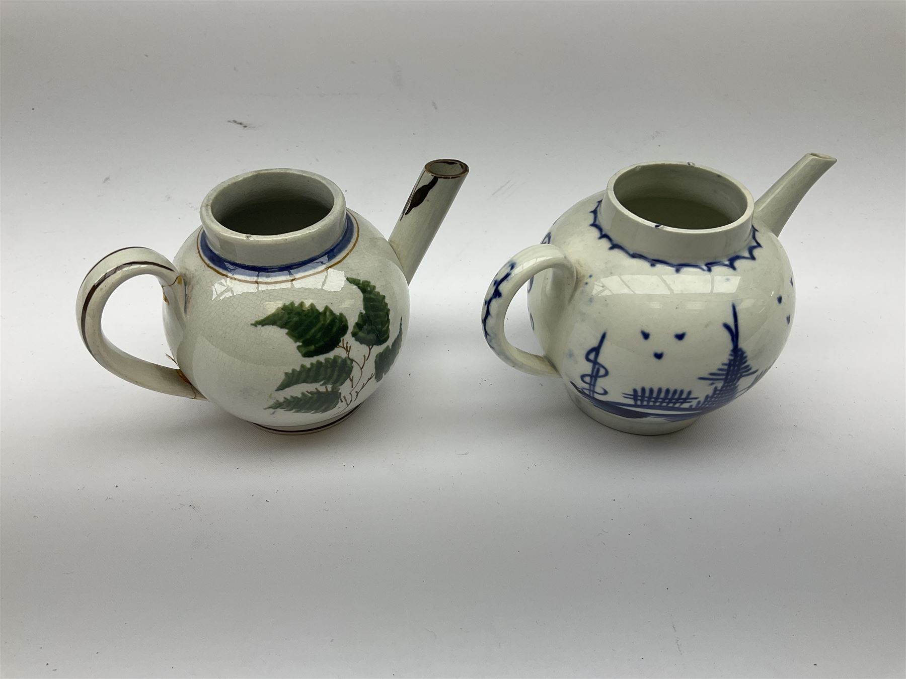 Two 18th century miniature or toy pearlware teapots - Image 5 of 8