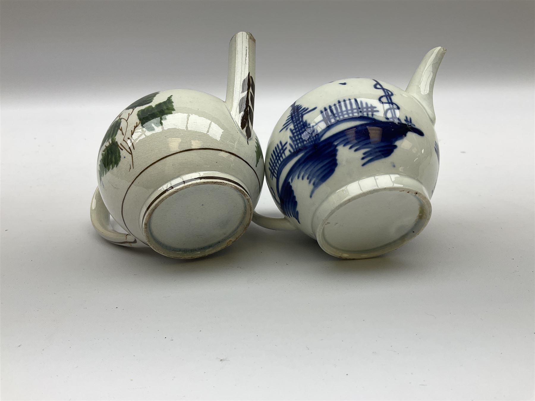 Two 18th century miniature or toy pearlware teapots - Image 6 of 8