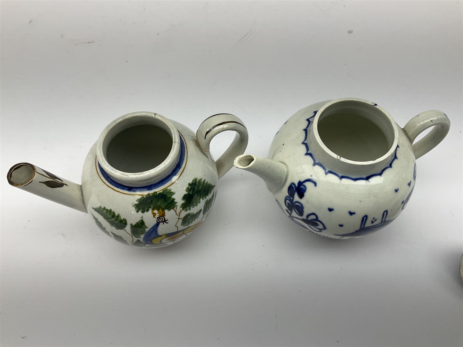 Two 18th century miniature or toy pearlware teapots - Image 4 of 8