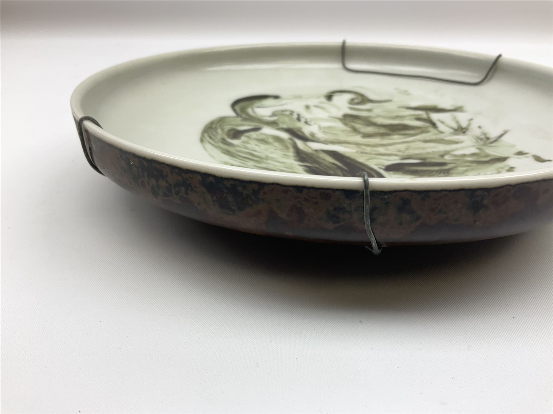 Copenhagen stoneware bowl centrally painted with a Heron amidst grasses - Image 4 of 5