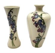 Two Moorcroft vases decorated in the Bluebell Harmony pattern by Kerry Goodwin