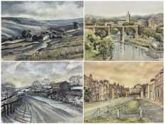 Jane Pearson (Yorkshire 20th century): 'Swaledale' 'Winer in Swaledale' and North Bar Beverley'