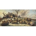 Circle of Cornelius Van Leemputten (Belgian 1841-1902): Sheep Resting in a Winter Landscape