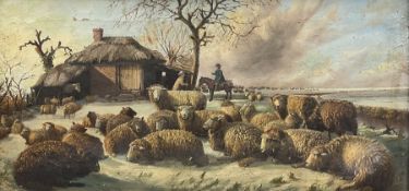 Circle of Cornelius Van Leemputten (Belgian 1841-1902): Sheep Resting in a Winter Landscape