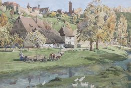 Alexander Gair Wilkinson (British 1882-1957): 'Old Farm' Landscape