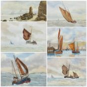 Ken Wigg (British 1913-2014): Sailing Boats in Open Seas and Near Whitby