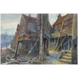 W Cecil Dunford (British 1885-1969): Wilson's Yard and Harbour Whitby