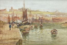 John Wynne Williams (British fl.1900-1920): Whitby Harbour with view of Abbey