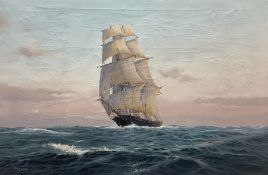 David C Bell (British 1950-): Brig in Full Sail