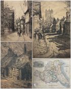 Thomas Bonfrey Burton (Beverley 1886-1941): 'The Street' and 'Old Shops in Walkergate Beverley'
