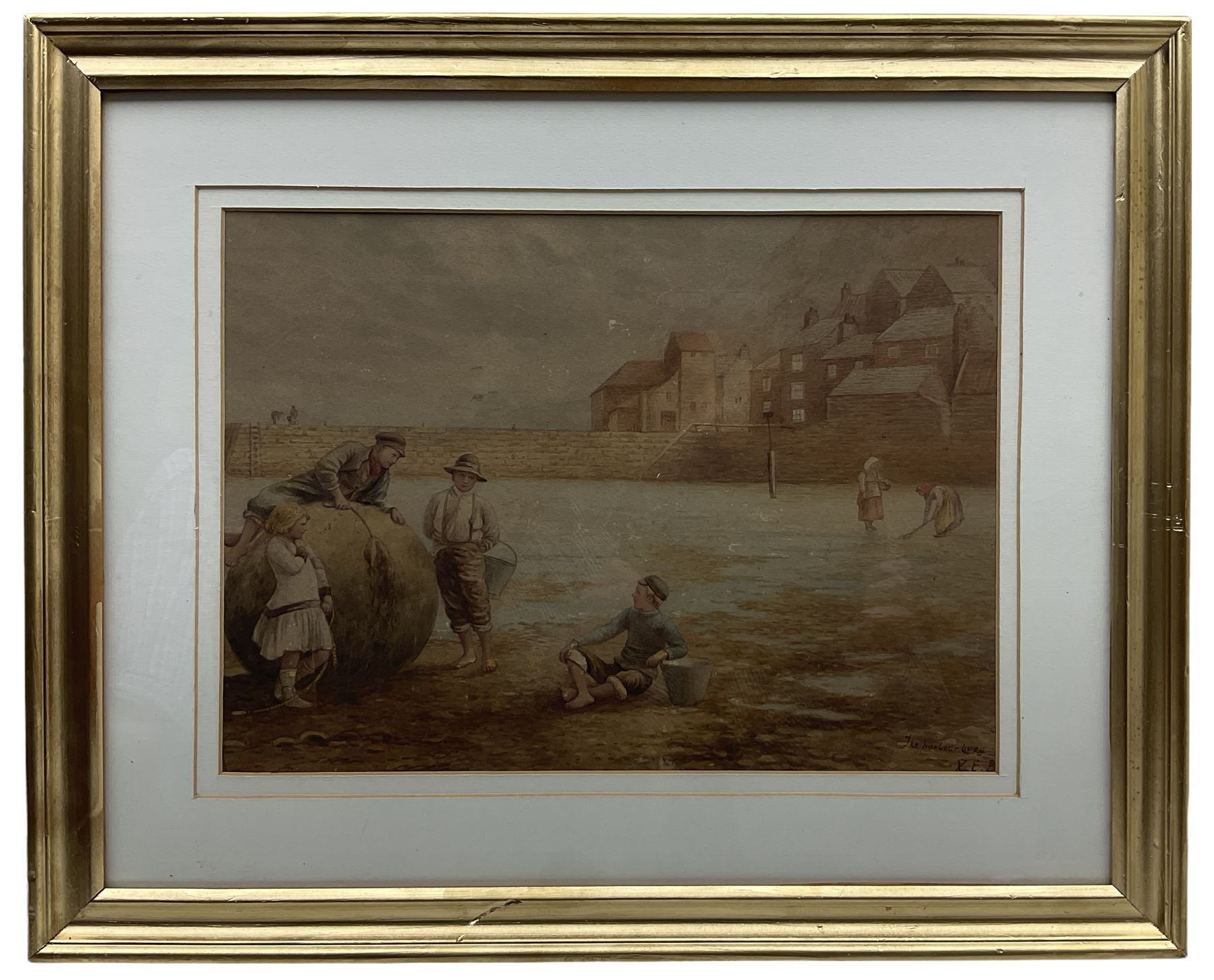 Kate E Booth (British fl.1850-1898): 'The Harbour Buoy' Whitby - Image 2 of 3