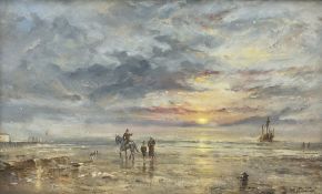 John Lewis Chapman (British 1946-): A Sunset Ride on the Beach