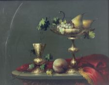 Jozsef Molnar (Hungarian 1939-): Still Life with Tazza Cup and Fruit