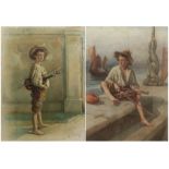 R Fleury (19th/20th century): Bohemian Boys with Violins