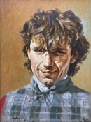 Graham Isom (British 1945-): 'The Champion Hurdle Cheltenham 17th March 1981' Portrait of John Franc