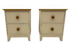 Pair of cream finish bedside lamp chests