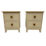 Pair of cream finish bedside lamp chests