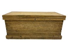 Small 19th century stripped oak and pine blanket box