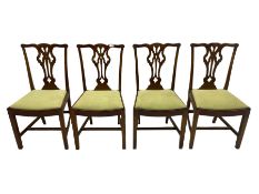 Four 19th century Chippendale design dining chairs